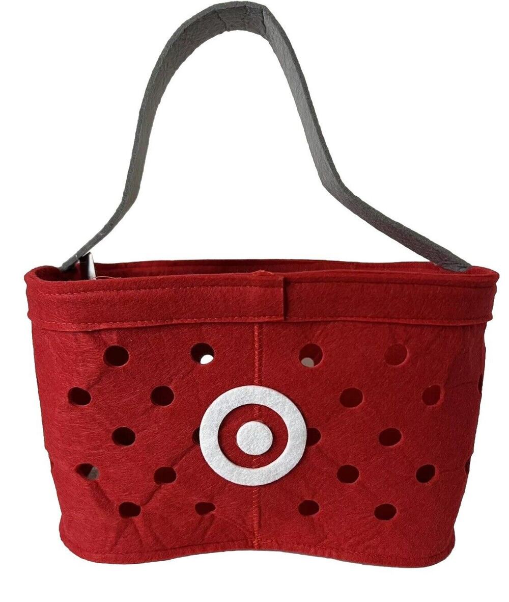 Target Halloween Trick Treat Tote Basket Pail Red Felt Bag Hyde & Eek Bullseye